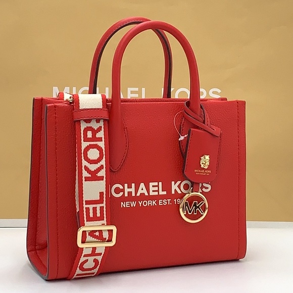 MICHAEL KORS MIRELLA SMALL SHOPPER TOP ZIP XBODY BRIGHT RED COLOR - Picture 1 of 16